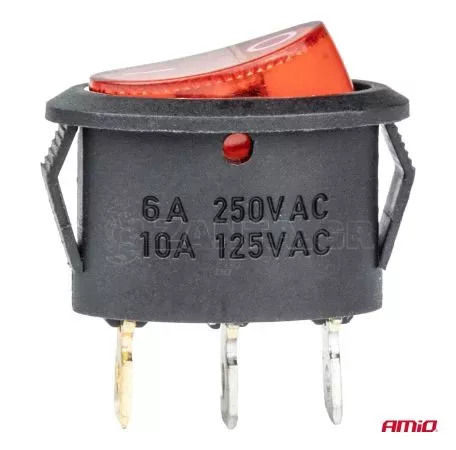 AMIO ΔΙΑΚΟΠΤΗΣ ON/OFF 3 ΕΠΑΦΩΝ 12V 230A ΟΒΑΛ ΚΟΚΚΙΝΟΣ ΦΩΤΙΣΜΟΣ ΑΜΙΟ - 1 ΤΕΜ. 03612/AM 