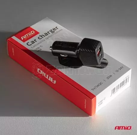 AMIO ΦΟΡΤΙΣΤΗΣ ΑΝΑΠΤΗΡΑ ΜΕ 2 ΘΥΡΕΣ USB-A QUICK CHARGE+USB-C 20W ΜΑΥΡΟ AMIO - 1 Τεμ. 04282/AM 
