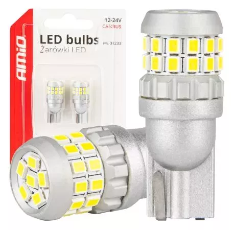 AMIO ΛΑΜΠΑΚΙΑ T10 W5W 12V/24V LED CAN-BUS 30xSMD 2016 ΛΕΥΚΟ 5500K ΑΜΙΟ - 2 ΤΕΜ. 04233/AM 