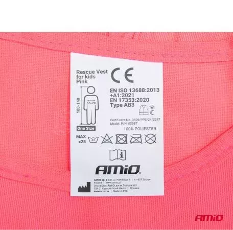 AMIO ΓΙΛΕΚΟ ΑΝΑΚΛΑΣΤΙΚΟ ΕΚΤΑΚΤΗΣ ΑΝΑΓΚΗΣ ΓΙΑ ΠΑΙΔΙΑ 5-14 ΧΡΟΝΩΝ  ΡΟΖ AMIO - 1 τεμ. 03987/AM 