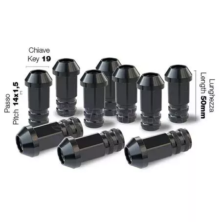 Simoni Racing ΠΑΞΙΜΑΔΙ ΚΩΝΙΚΟ 14x1,5 (50mm) (19) ΜΑΥΡΟ 10ΤΕΜ. SRDR/9N-10 