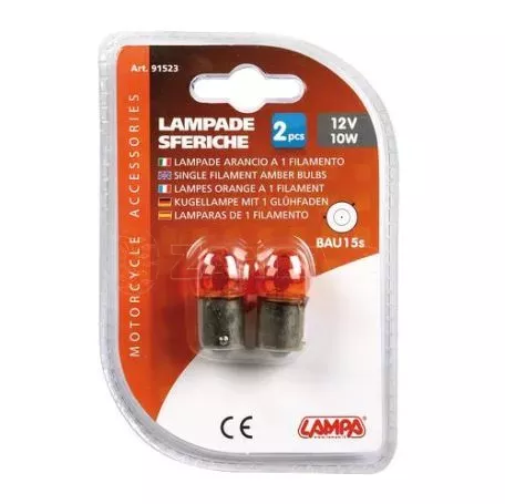 Lampa RY10W 12V 10W BAU15s ΛΑΜΠΑΚΙ STANDARD LINE (ΜΟΝΟΠΟΛΙΚΟ ΠΑΡΑΚΕΝΤΡΟ) ΦΟΥΝΤΟΥΚΙ/ΠΟΡΤΟΚΑΛΙ BLISTER 2 ΤΕΜ 9152.3-LM 