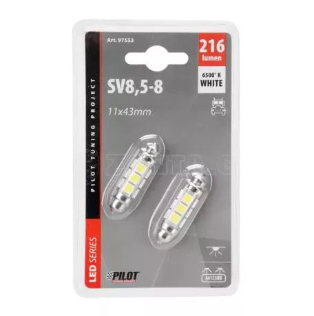 Lampa ΛΑΜΠΑΚΙ ΠΛΑΦΟΝΙΕΡΑΣ 24-30V 11x43mm 216lm 12xSMD LED ΛΕΥΚΟ (ΔΙΠΛΗΣ ΠΟΛΙΚΟΤΗΤΑΣ/ CAN-BUS) 2ΤΕΜ. L9755.3 