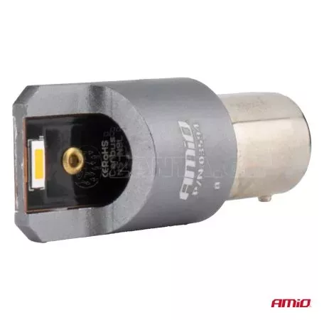 AMIO ΛΑΜΠΑΚΙΑ PY21W BAU15s 12/24V 6.000K 2xSMD LED FULL CAN-BUS ΠΟΡΤΟΚΑΛΙ PRO SERIES AMIO - 2 Τεμ. 03594/AM 