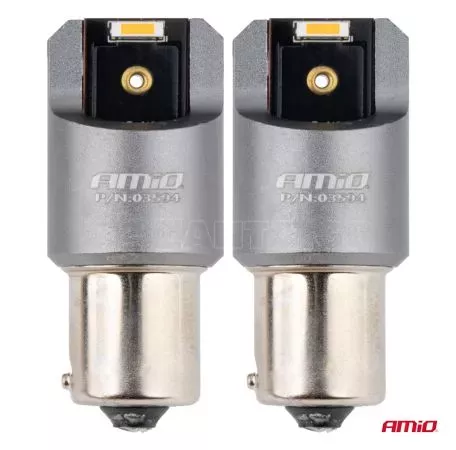 AMIO ΛΑΜΠΑΚΙΑ PY21W BAU15s 12/24V 6.000K 2xSMD LED FULL CAN-BUS ΠΟΡΤΟΚΑΛΙ PRO SERIES AMIO - 2 Τεμ. 03594/AM 