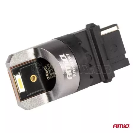 AMIO ΛΑΜΠΑΚΙΑ P27W 12/24V 6.000K 2SMD LED FULL CAN-BUS ΛΕΥΚΟ PRO SERIES AMIO - 2 Τεμ. 03597/AM 