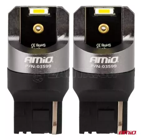 AMIO ΛΑΜΠΑΚΙΑ W21W 12/24V 6.000K 2SMD LED FULL CAN-BUS ΛΕΥΚΑ PRO SERIES AMIO - 2 Τεμ. 03599/AM 