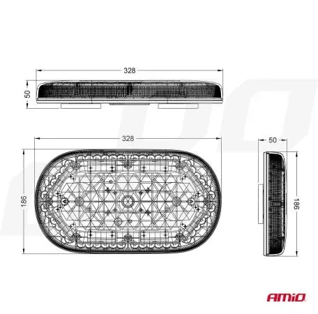 AMIO ΦΑΡΟΣ/ΜΠΑΡΑ MINI 12/24V 48SMD LED ΠΟΡΤΟΚΑΛΙ ΜΕ ΦΙΣ ΑΝΑΠΤΗΡΑ & ΜΑΓΝΗΤΙΚΗ ΒΑΣΗ 328x186x50mm ΑΜΙΟ - 1 ΤΕΜ. 03336/AM 