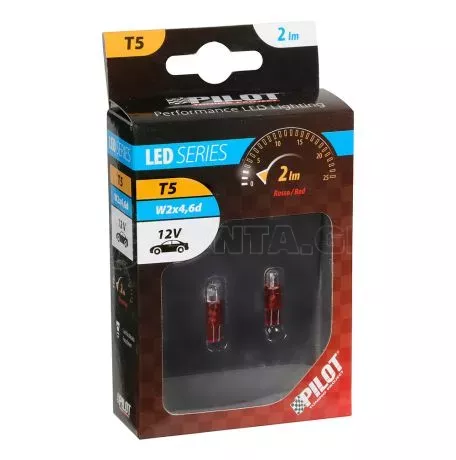 Lampa T5 12V W2x4,6d 1LED ΚΟΚΚΙΝΟ (ΚΑΡΦΩΤΟ ΑΚΑΛΥΚΟ ΓΙΑ ΟΡΓΑΝΑ ΤΑΜΠΛΩ) BLISTER 2ΤΕΜ. 5841.0-LM 