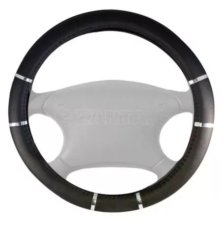 Simoni Racing ΚΑΛΥΜΜΑ ΤΙΜΟΝΙΟΥ CHROME&BLACK ΜΑΥΡΟ/ΧΡΩΜΙΟ ΟΙΚΟΛΟΓΙΚΟ ΔΕΡΜΑ 37>39cm SRCVT/17 