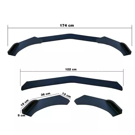 Simoni Racing ΔΙΑΚΟΣΜΗΤΙΚΟ SPOILER ΠΡΟΦΥΛΑΚΤΗΡΑ LIP SPLITTER ΜΑΥΡΟ LOOK 3ΤΕΜ. SRUB