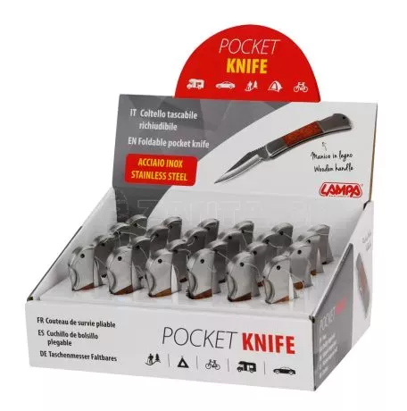 Lampa ΣΟΥΓΙΑΣ / ΜΑΧΑΙΡΙ ΤΣΕΠΗΣ POCKET KNIFE INOX ΜΕ ΞΥΛΙΝΗ ΛΑΒΗ 18x11,5x23cm ΣΕ ΣΤΑΝΤ LAMPA - 24 ΤΕΜ. L6612.6D 