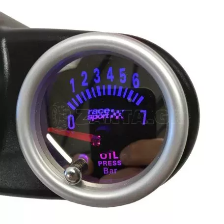 'Οργανο Πίεσης Λαδιού Racesport Mirror Look Φιμέ 52mm Με 7 Χρώματα 