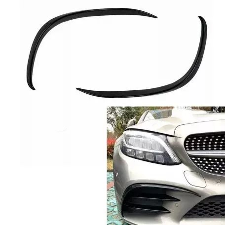 Splitters Μπροστινού Προφυλακτήρα Για Mercedes-Benz C-Class W205 / C205 / S205 2014-2018 Amg Line Έκδοση Γυαλιστερό Μαύρο 2 Τεμάχια 
