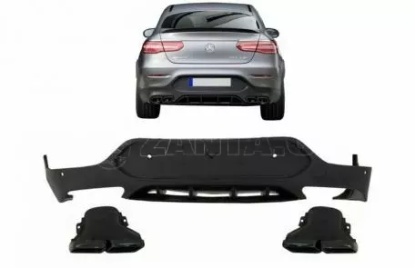Diffuser Πίσω Προφυλακτήρα Για Mercedes-Benz GLC Coupe C253 2015-2019 GLC63 Amg Look Για Amg Sport Line Προφυλακτήρες Σετ Με Μαύρες Μπούκες 