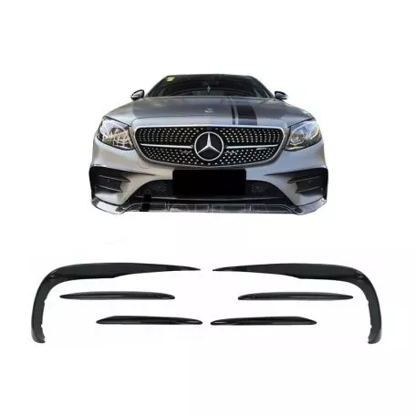 Splitters Μπροστινού Προφυλακτήρα Για Mercedes-Benz E-Class W213 16-19 Pro Facelift Amg Line Έκδοση Γυαλιστερό Μαύρο 6 Τεμάχια 