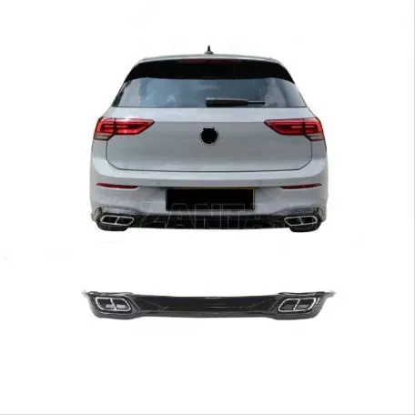Diffuser Πίσω Προφυλακτήρα Για VW Golf VIII (8) 2019+ R-Line Look Με Διακοσμητικές Απολήξεις Για Life Style & Impression Έκδοση Προφυλακτήρα Γυαλιστερό Μαύρο Από Abs Πλαστικό 