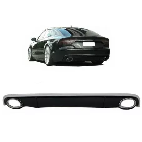 Diffuser Πίσω Προφυλακτήρα Για Audi A7 4G 10-14 RS7 Look Για Απλό Προφυλακτήρα Με Μπούκες Από Abs Πλαστικό 