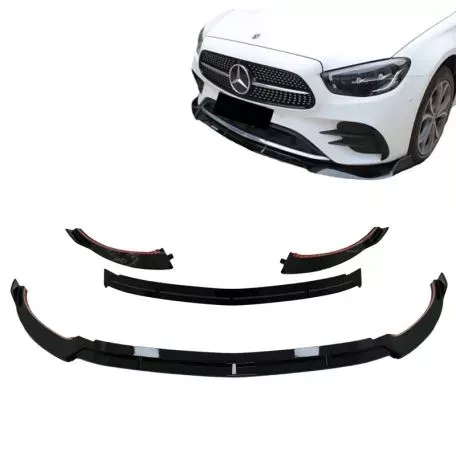 Μπροστινό Spoiler Για Mercedes-Benz E-Class W213 S213 C238 A238 Facelift (2020-Up) Amg Line Μαύρο Γυαλιστερό 3 Τεμάχια 