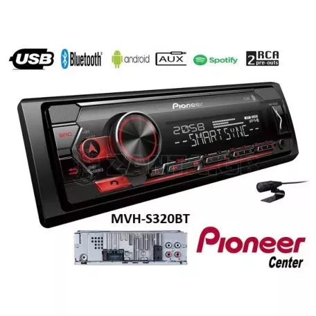 Radio USB / Bluetooth / AUX 4x50W Pioneer MVH-S320BT Universal 1DIN Με Αποσπώμενη Πρόσοψη 