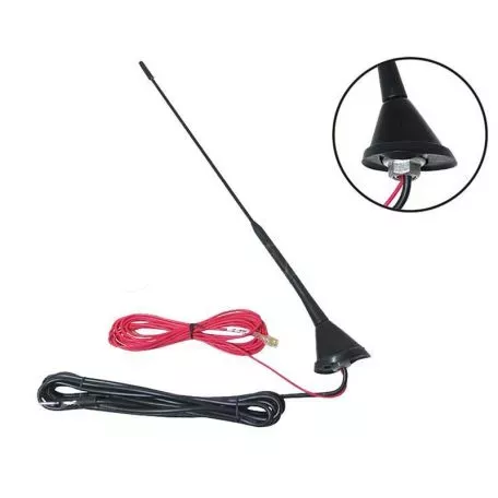 Κεραία Οροφής Αυτοκινήτου Universal Golf Look Μαύρη Μικρή 25cm Με Καλώδιο 5073 