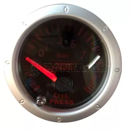 Όργανο Πίεσης Λαδιού Diamond Prosport Καθρέφτης Φιμέ 52mm Με 7 Χρώματα 