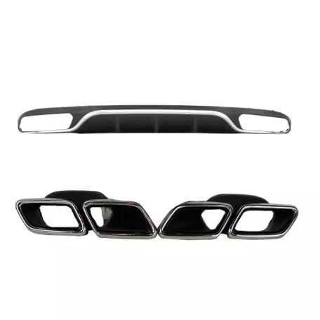 Diffuser Πίσω Προφυλακτήρα Για Mercedes-Benz E-Class W213 16-19 Amg Look Για Απλούς Προφυλακτήρες Σετ Με Μπούκες Από Abs Πλαστικό 