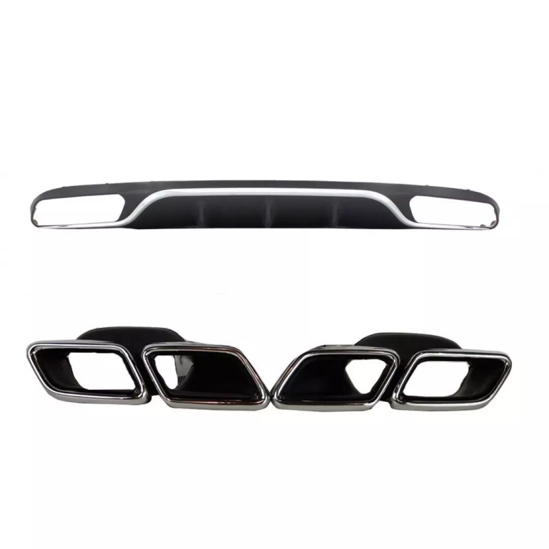 Diffuser Πίσω Προφυλακτήρα Για Mercedes-Benz E-Class W213 16-19 Amg Look Για Απλούς Προφυλακτήρες Σετ Με Μπούκες Από Abs Πλαστικό