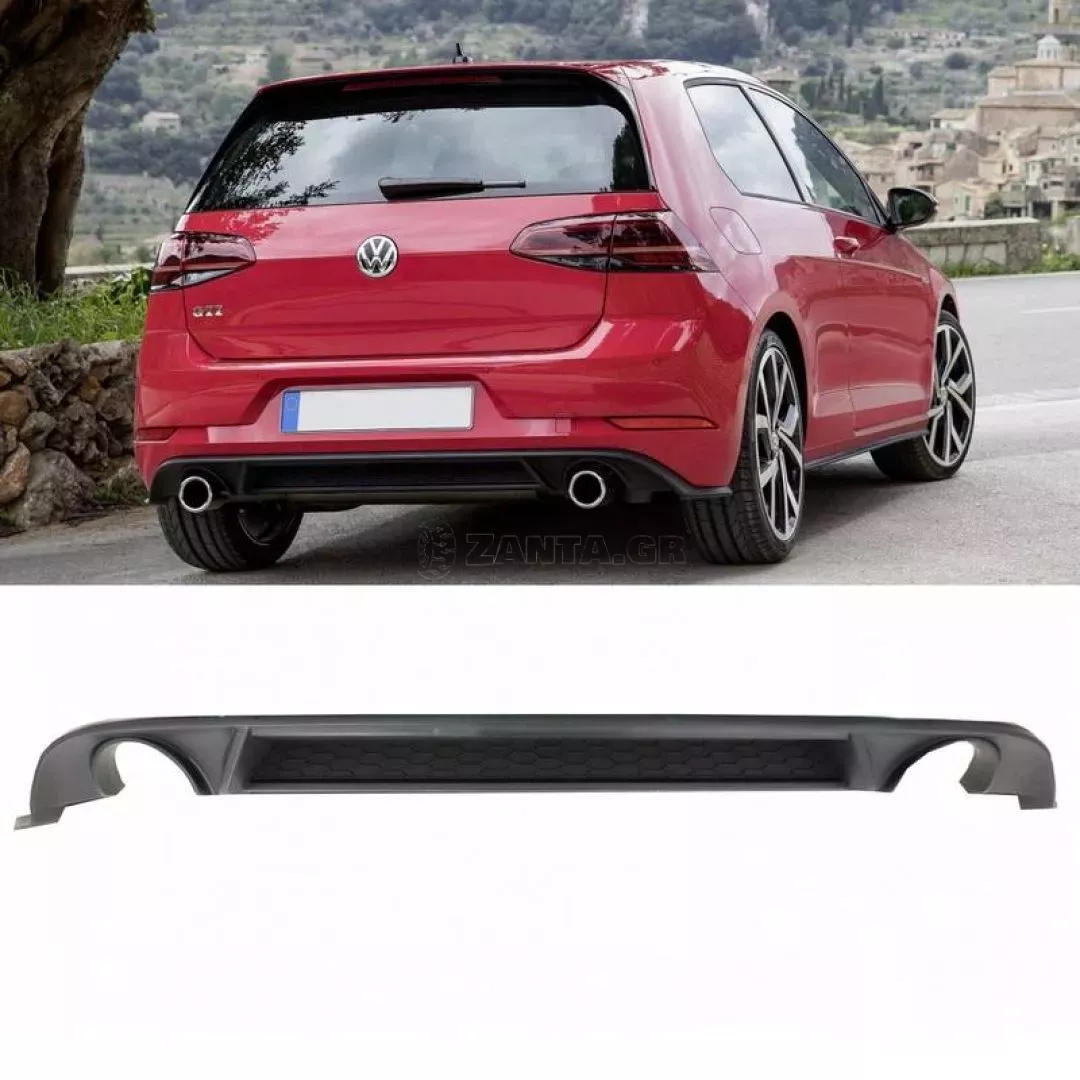 Diffuser Πίσω Προφυλακτήρα Για VW Golf VII (7.5) 17-20 Facelift GTI Με 2 Μονές Εξατμίσεις Δεξια & Αριστερά Από Abs Πλαστικό 1 Τεμάχιο