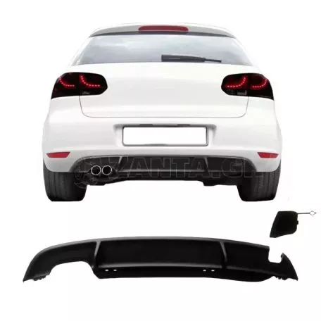 Diffuser Πίσω Προφυλακτήρα Για VW Golf VI (6) 08-12 GTI Look Με Αριστερή Τρύπα Εξάτμισης Από Abs Πλαστικό 1 Τεμάχιο 