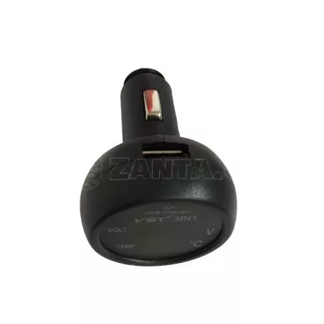 Βολτόμετρο - Θερμόμετρο Και Φορτιστής Usb Αυτοκινήτου Κόκκινα Και Μπλε Νούμερα 99103 