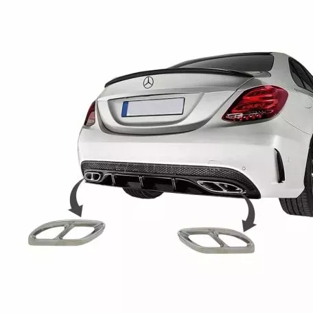 Καπάκια Χρωμίου Για Μπούκες Εξάτμισης Amg Look Για Mercedes-Benz W212 FL W166 C292 W117 W205 X253 W253 2 Τεμάχια 