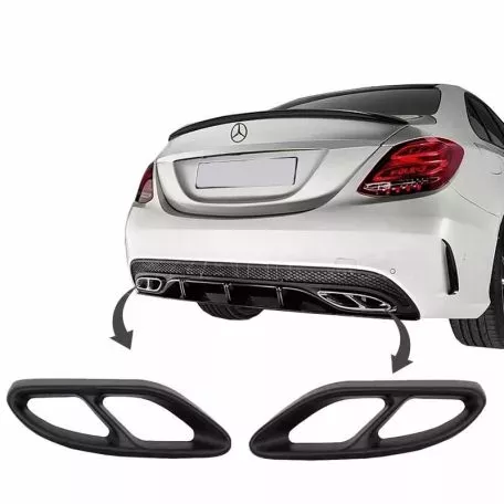 Καπάκια Μαύρα Για Μπούκες Εξάτμισης Amg Look Για Mercedes-Benz W212 FL / W166 C292 / W117 / W205 / X253 / W253 