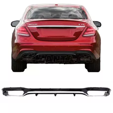Diffuser Πίσω Προφυλακτήρα Για Mercedes-Benz E-Class W213 16-19 Με Amg Προφυλακτήρα Μαύρο/Χρώμιο 