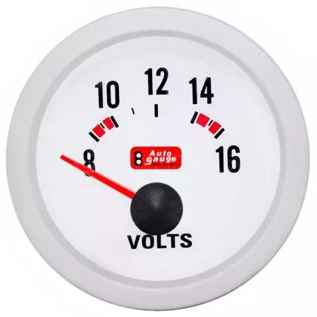 Βολτόμετρο Auto Gauge Λευκό 52mm 12 Volt 
