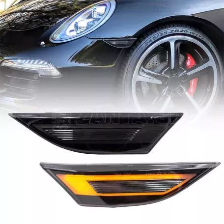 Πλαϊνά Φλας Φτερού Για Porsche  911 Carrera 991 11-16 / Boxster 718 16+ / Cayman 981 12-16 / Cayman 718 16+ Led Dynamic Φιμέ 2 Τεμάχια 