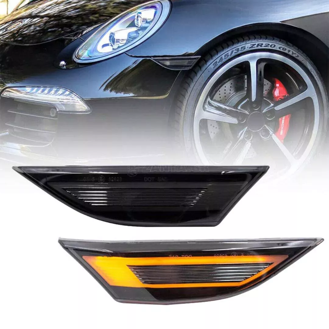 Πλαϊνά Φλας Φτερού Για Porsche 911 Carrera 991 11-16 / Boxster 718 16+ / Cayman 981 12-16 / Cayman 718 16+ Led Dynamic Φιμέ 2 Τεμάχια