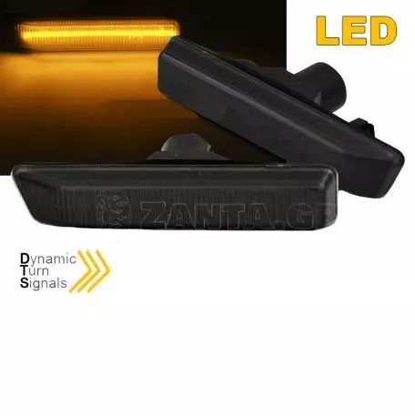 Πλαϊνά Φλας Φτερού Για Bmw 3 E36 96-99 / X5 E53 99-03 Led Dynamic Φιμέ 2 Τεμάχια 