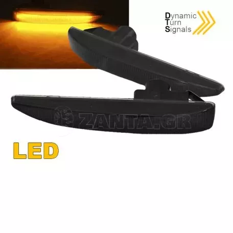 Πλαϊνά Φλας Φτερού Για Bmw 7 E65, E66, E67 01-08 Led Dynamic Φιμέ 2 Τεμάχια 