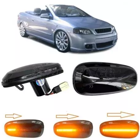 Πλαϊνά Φλας Φτερού Για Opel Astra G 98-04 / Zafira A 99-05 / Frontera B 01-04 Led Dynamic Φιμέ 2 Τεμάχια 