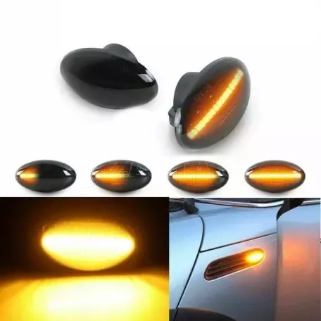 Πλαϊνά Φλας Φτερού Για Mini Cooper R50 / R52 / R53 01-07 Led Dynamic Φιμέ 2 Τεμάχια 