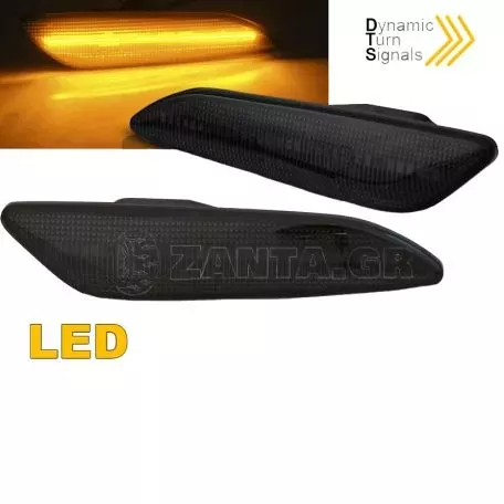 Πλαϊνά Φλας Φτερού Για Alfa Romeo 147 05-10 / 156 97-03 / Fiat Tipo 15+ Smoke Led Dynamic 2 Τεμάχια 