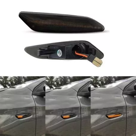 Πλαϊνά Φλας Φτερού Για Alfa Romeo 147 05-10 / 156 97-03 / Fiat Tipo 15+ Smoke Led Dynamic 2 Τεμάχια 