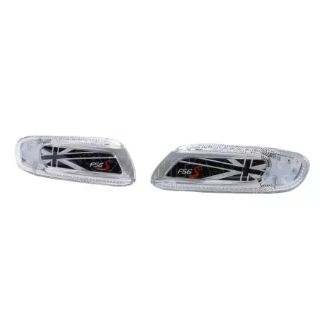 Πλαϊνά Φλας Φτερού Για Mini Cooper F56 13+ Union Jack Flag Black Led White 2 Τεμάχια 