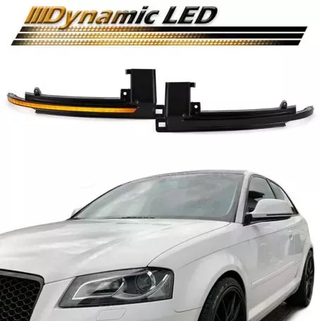 Φλας Καθρέπτη Για Audi A3 8P 08-10 / A4 A5 07-09 / A6 C6 08-10 / A8 07-10 / Q3 07-17 Dynamic Led Canbus Μαύρο/Φιμέ 2 Τεμάχια 