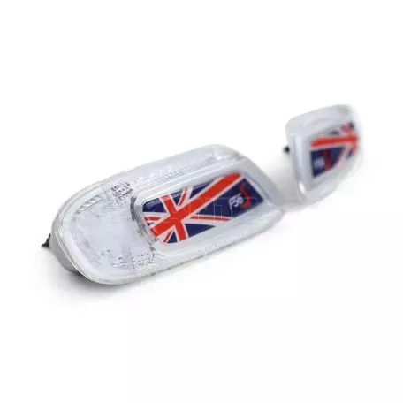 Πλαϊνά Φλας Φτερού Για Mini Cooper F56 13+ Union Jack Flag Blue Led White 2 Τεμάχια 
