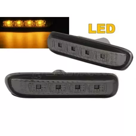 Πλαϊνά Φλας Φτερού Για Bmw 3 E46 Sedan 99-01 / Touring 99-01 / Compact 01-04 / Coupe 99-03 Led Smoke 2 Τεμάχια 