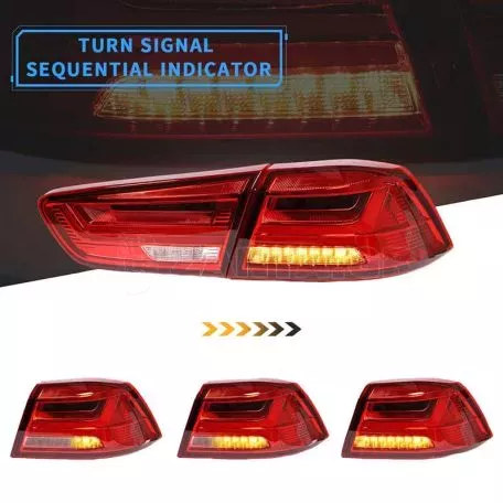 Πισινά Φανάρια Set Για Mitsubishi Lancer X 08-17 Led Bar Κόκκινο/Crystal VLAND 