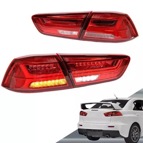 Πισινά Φανάρια Set Για Mitsubishi Lancer X 08-17 Led Bar Κόκκινο/Crystal VLAND 