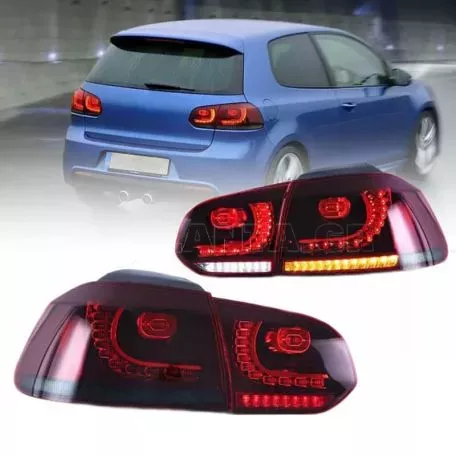 Πισινά Φανάρια Set Για Vw Golf VI (6) 08-12 Full Led Dynamic GTI R20 Look Σκούρο Κόκκινο/Λευκό VLand 